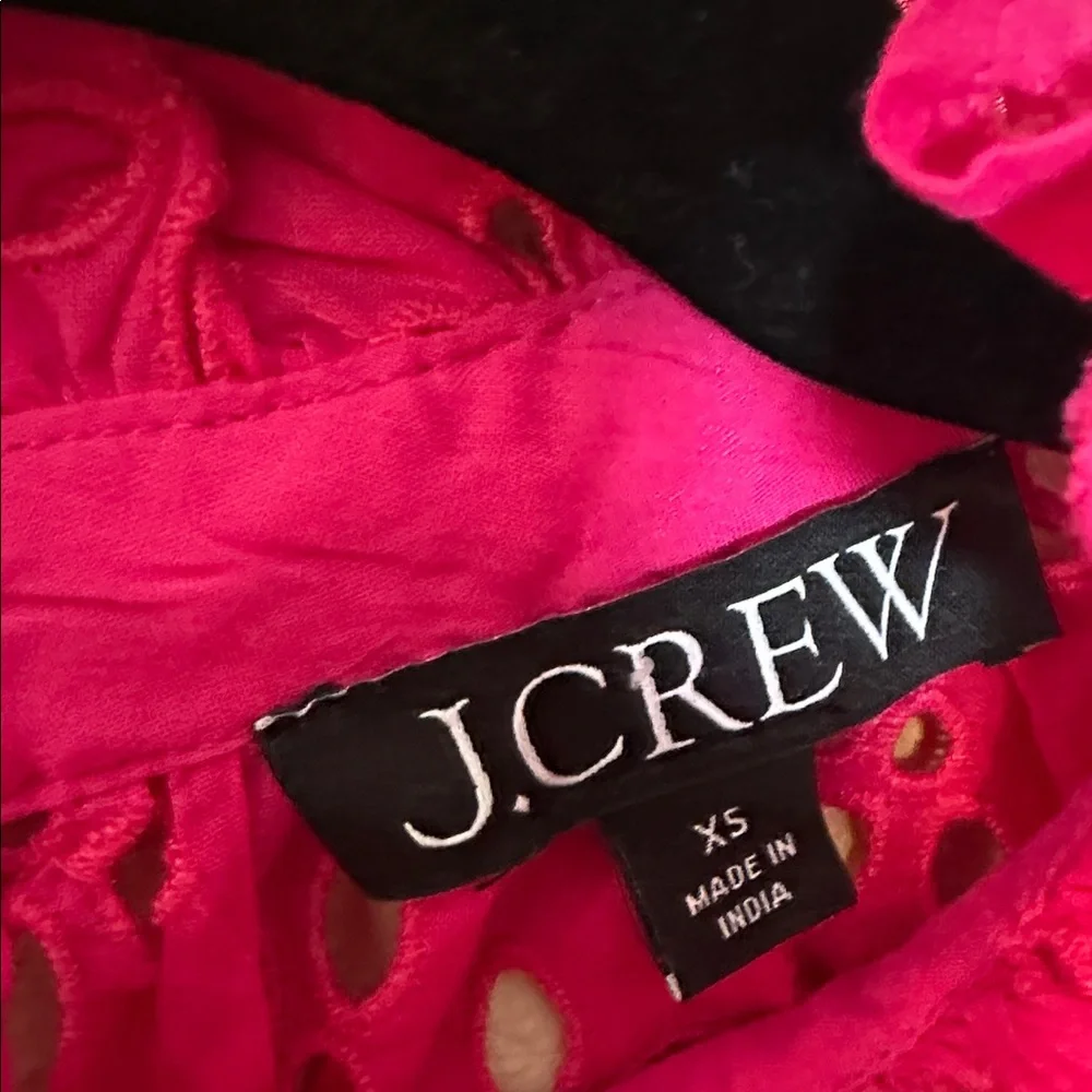 J.‎ Crew Ruffleneck Mini Dress In Eyelet Pink Size XS